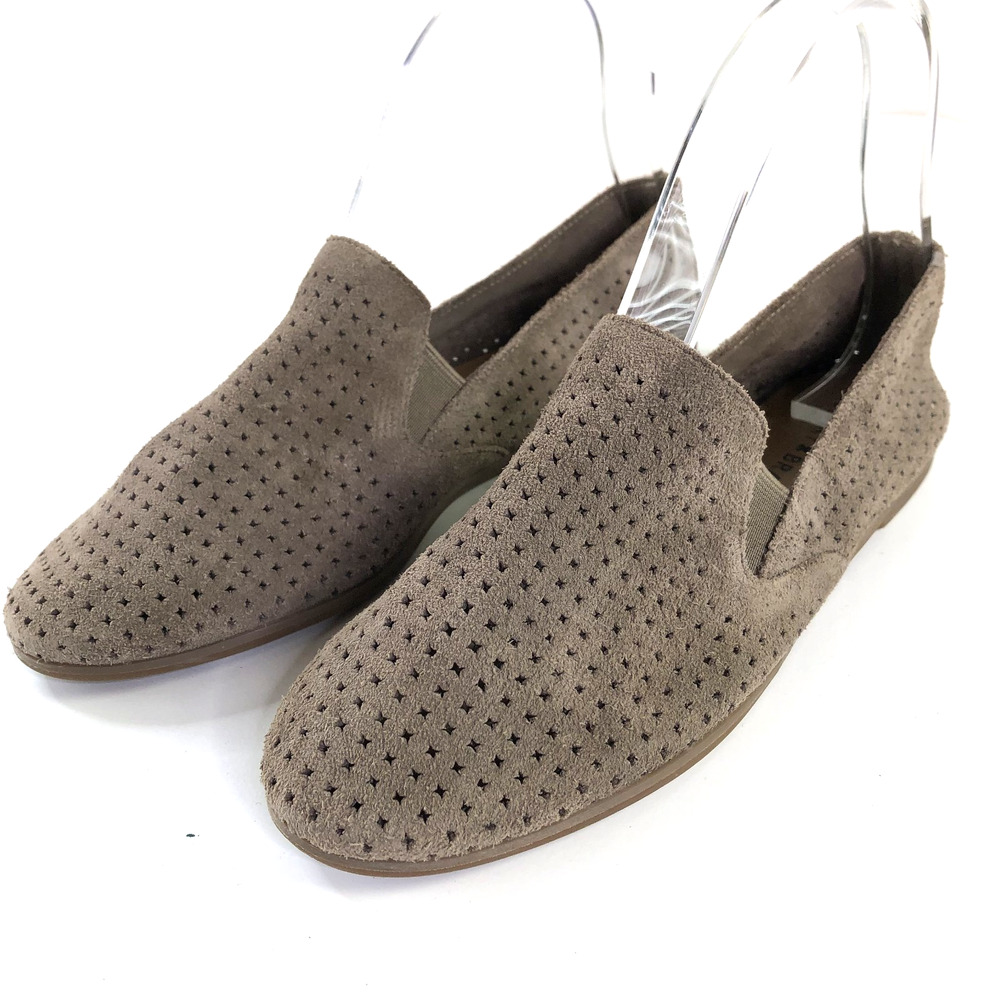 Lucky Brand Carthy Suede 8? (9.5" Foot) Perforated Slip On Flat Loafers Brown